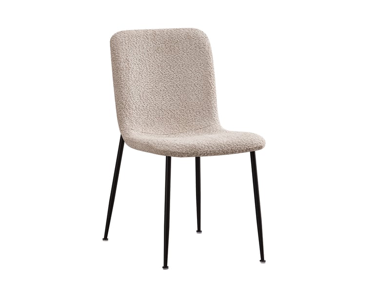 Leonor - lot de 2 chaises en tissu bouclette beige pieds en métal noir LEONOR-BEI - Conforama C