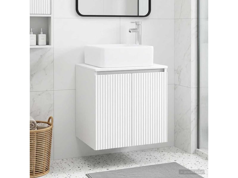 Vanité de lavabo mural, meuble de rangement blanc 49.5x41x63 cm shl7147 - Conforama B