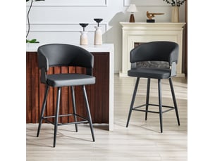 Lot de 2 chaise de salle à manger 82 x 46 x 56 cm – noir – dossier courbé et accoudoirs