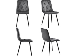 Lot de 4 chaises de salle à manger 45x40x86 cm velours métal gris foncé
