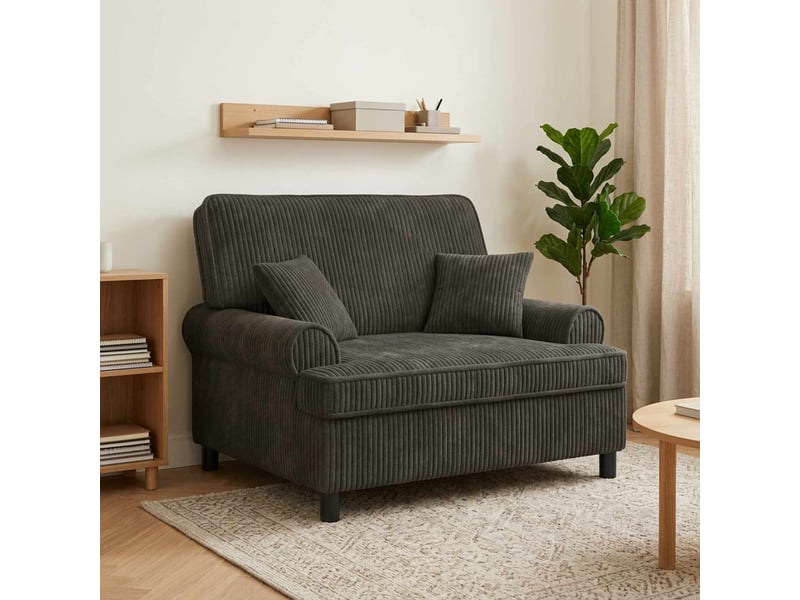  Vidaxl fauteuil xxl avec coussins marron foncé tissu à 1,5 lignes  - Conforama B