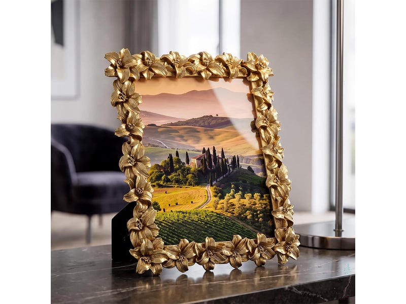  Cadre photo fleurs de lys giglio 20x25cm or  - Conforama E
