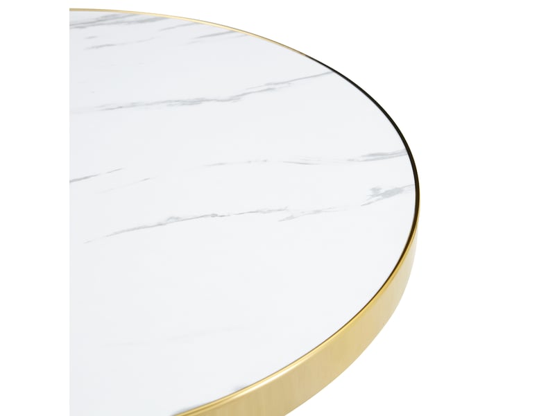  Table d’appoint ronde – plateau effet marbre blanc uv et acier inoxydable doré – ø 59,9 x h 73,7 cm  - Conforama E