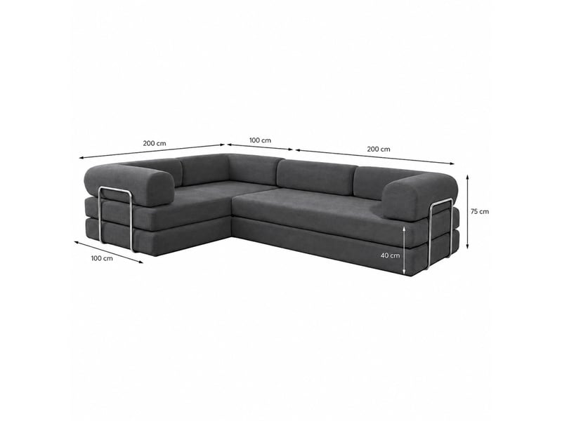  Canapé compressé convertible 5 places à mémoire de forme en velours côtelé gris foncé barry  - Conforama C