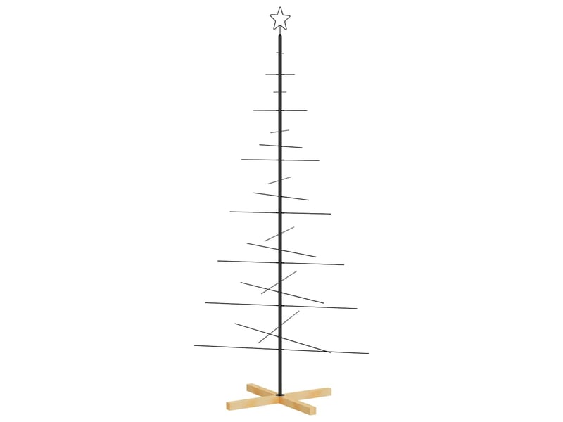  Arbre de noël, sapin de noël en métal avec base en bois noir 180 cm  - Conforama E