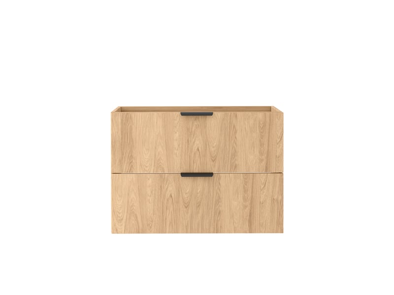 Meuble sous vasque suspendu avec étagère luna effet chêne hikora 100 cm - Conforama E