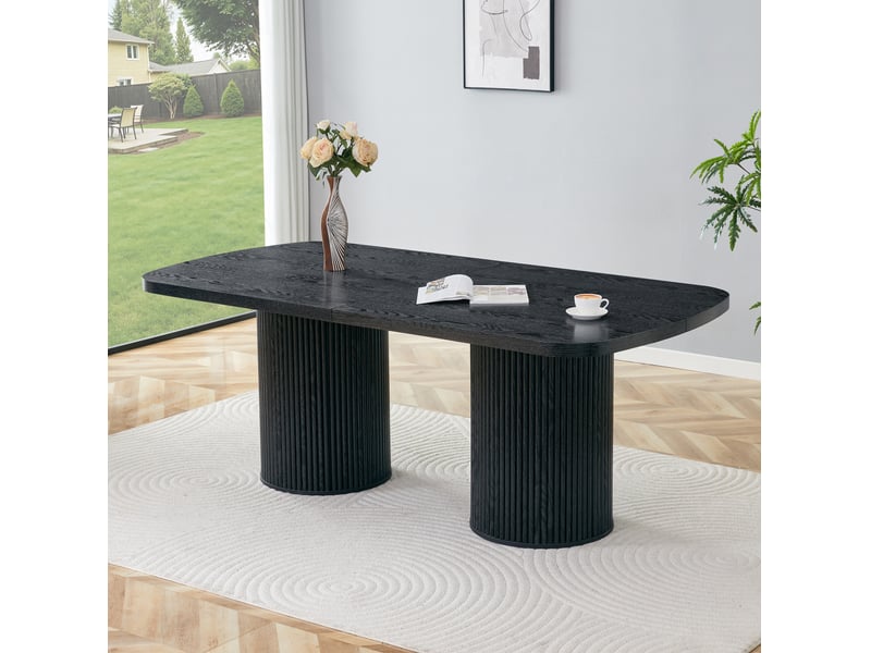 Table à manger ovale 6 à 8 places en mdf noir - Conforama D