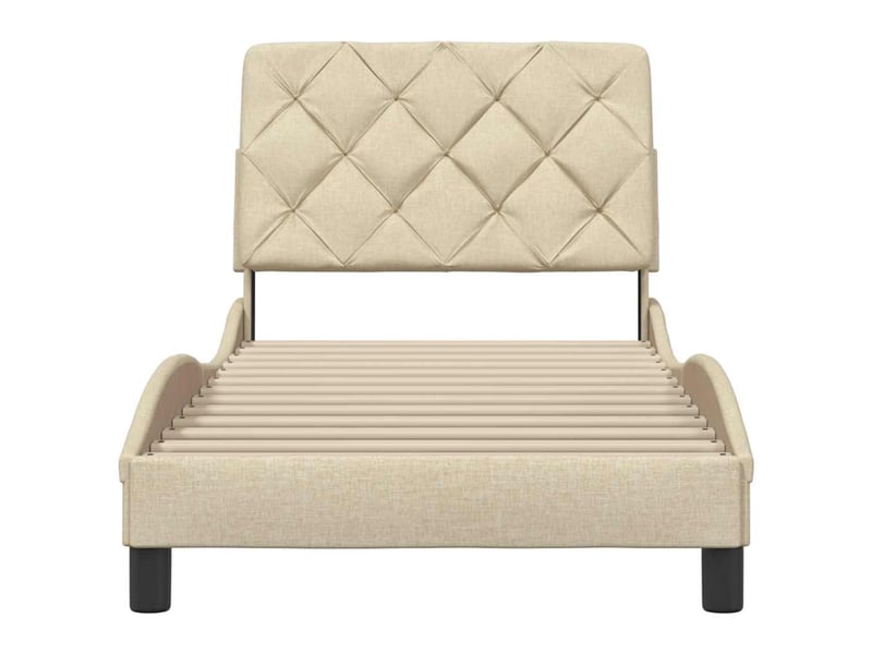 Lit simple- lit adulte - cadre de lit sans matelas crème 80x200 cm tissu - Conforama D