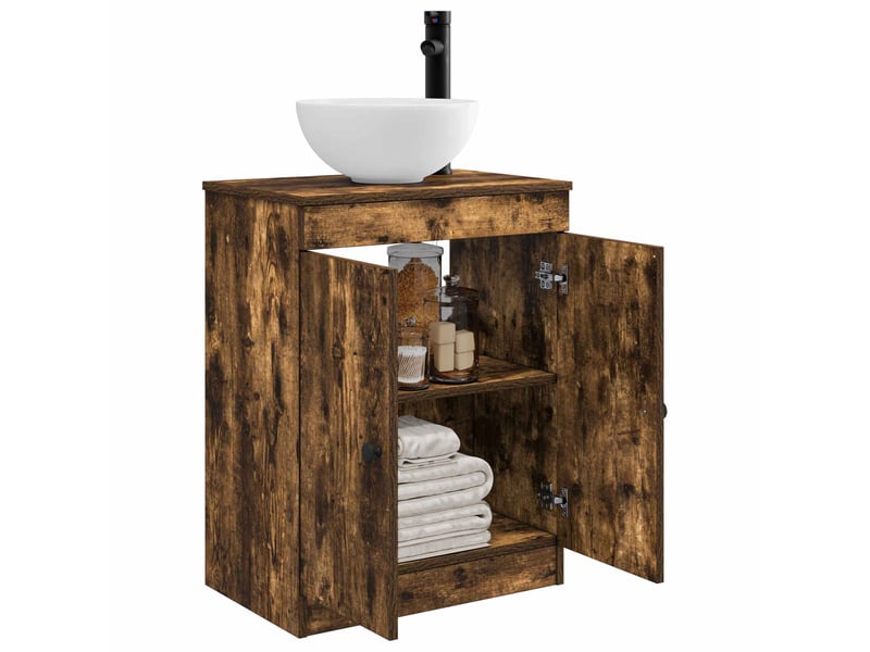  Meuble de salle de bain avec évier chêne fumé 54x35x83 cm shl2434  - Conforama C
