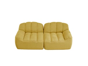 Canapé modulable 2 places en forme de coquillage jaune