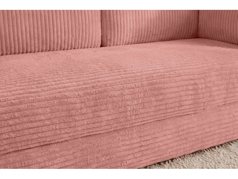 Cosima - canapé droit convertible gros velours côtelé 3 places rose  - Conforama D
