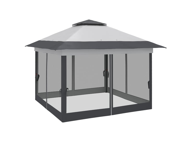  Tonnelle barnum de jardin pop-up pliant acier polyester moustiquaires + sac de transport à roulettes gris  - Conforama B