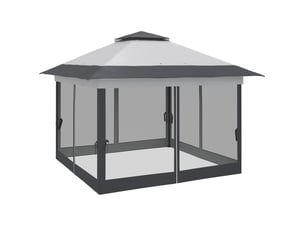 Tonnelle barnum de jardin pop-up pliant acier polyester moustiquaires + sac de transport à roulettes gris