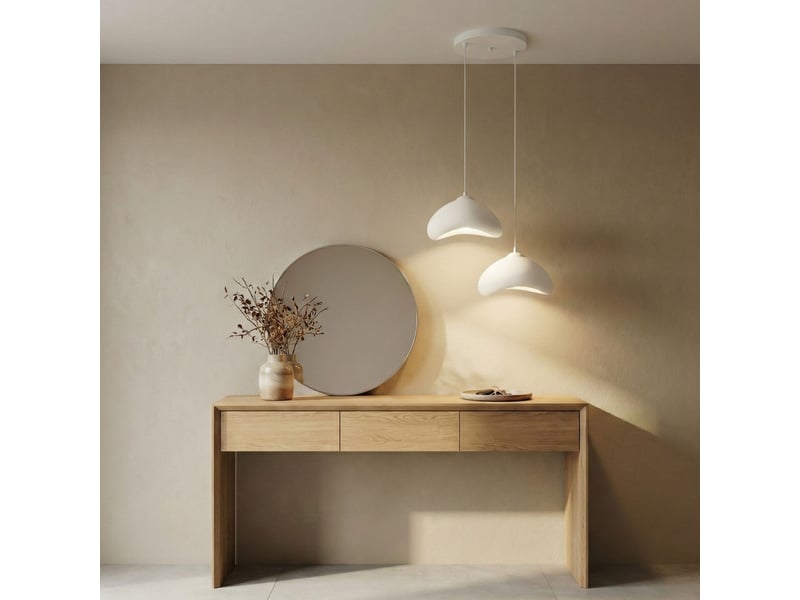  Luminaire design 2 suspensions en fibre de verre blanc leonie  - Conforama C