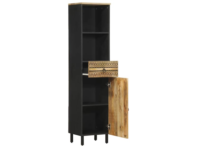 Armoire de salle de bain, cabinet de salle de bain 38x33,5x160 cm bois massif de manguier cf64998 - Conforama A