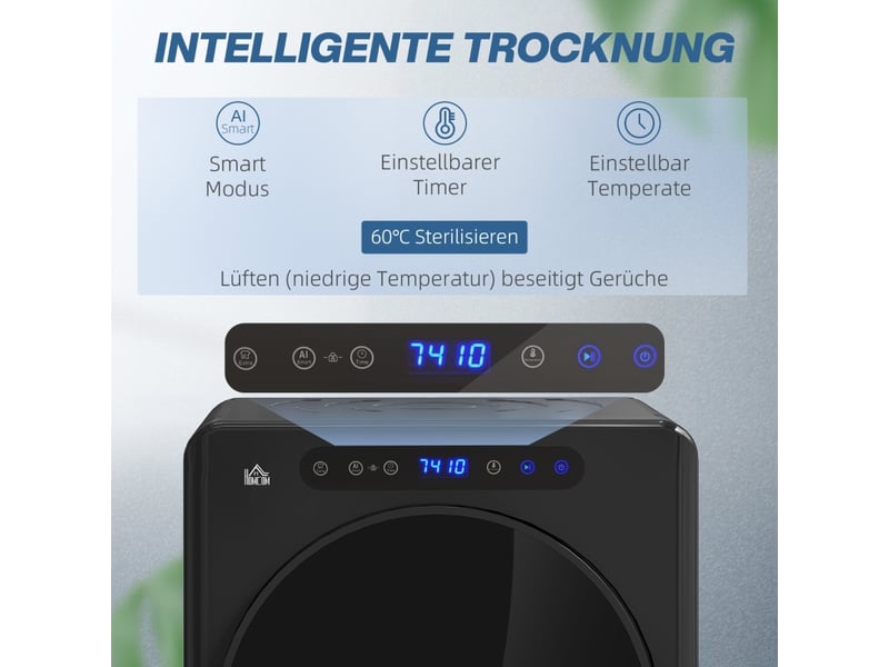 Sèche-linge - 4 kg - programmes de séchage - stainless steel - noir - 49 x 43 x 61 cm - pose libre - linge quotidien B61-010V90BK - Conforama E