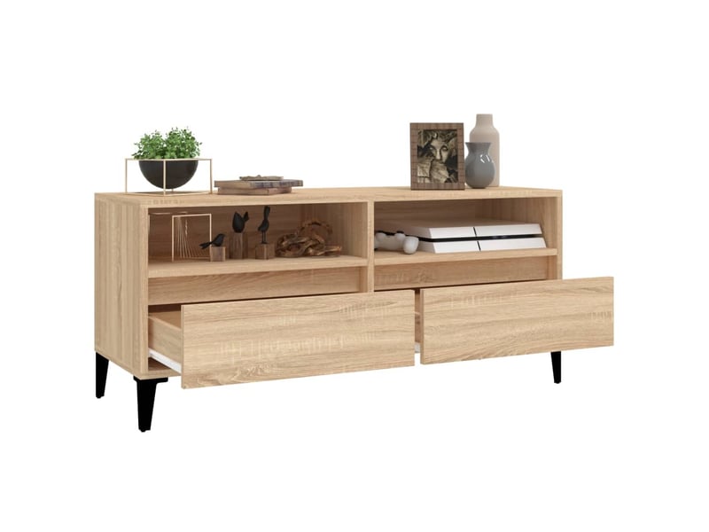  Meuble tv - banc tv - meuble de rangement chêne sonoma 100x34,5x44,5 cm bois d'ingénierie  - Conforama E