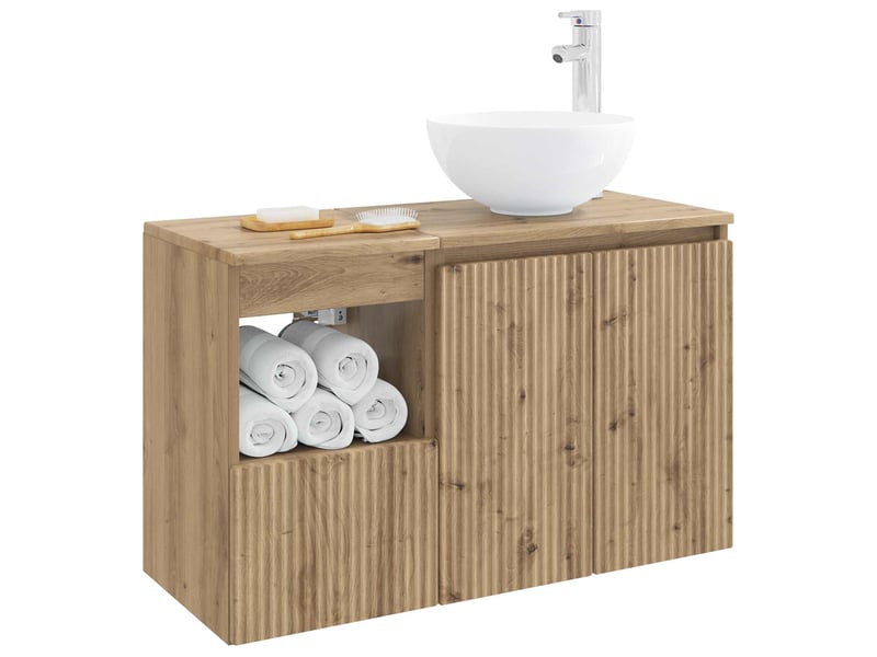 Ensemble de mobilier de salle de bain 2 pc chêne artisanal cf64062 - Conforama C