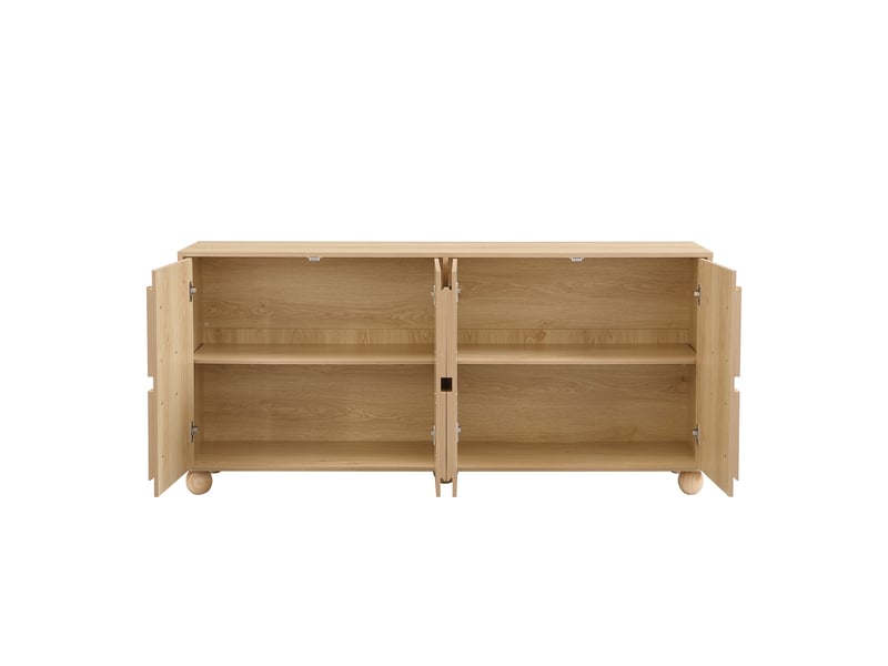  Buffet naturel, 2 portes, rangement, étagères réglables, plan relevable, structure robuste - mdf et bois - 160x38x76cm  - Conforama D
