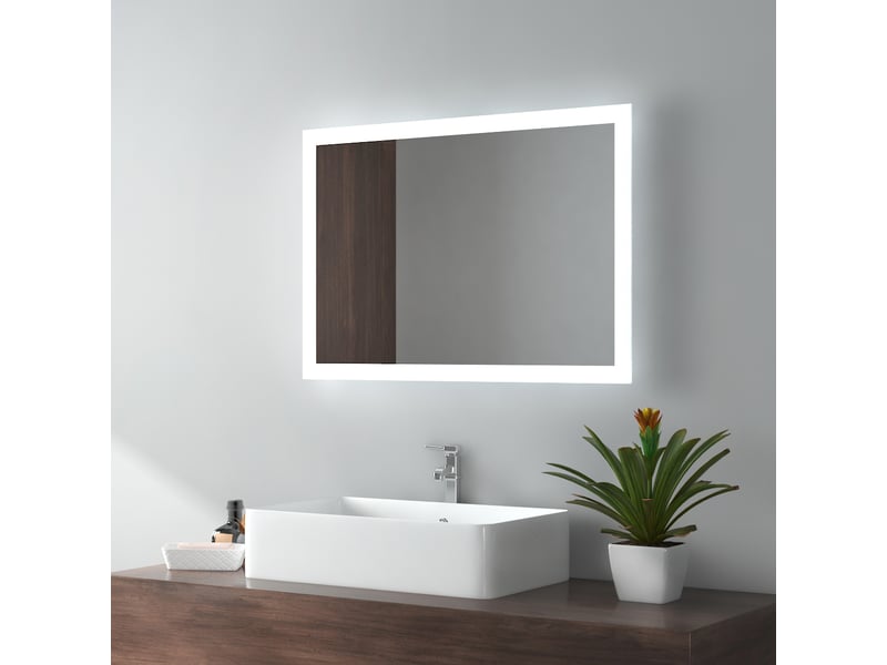 Emke miroir de salle de bain led 50x70 cm, anti-buée, interrupteur mécanique, 2 températures de couleur - Conforama B