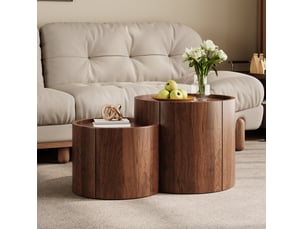 Table basse rond(e) coloris bois foncé <strong>HAVRYA</strong> <strong></strong> - 47.5 cmx77.5 cm