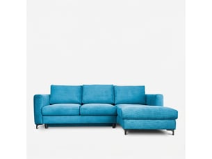 Canapé d'angle droit convertible - 4 places - velours côtelé - fiesole - bleu clair