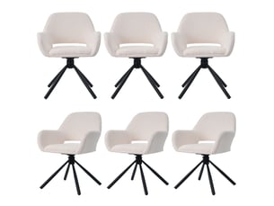 Lot de 6 chaises pivotantes de salle à manger en sherpa avec accoudoirs et dossier creux,blanc