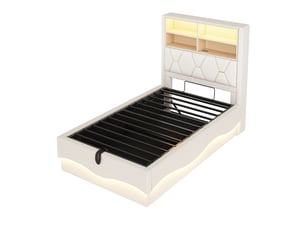 Lit coffre 90x200 cm <strong></strong>  <strong>Qualité haut de gamme</strong> coloris beige