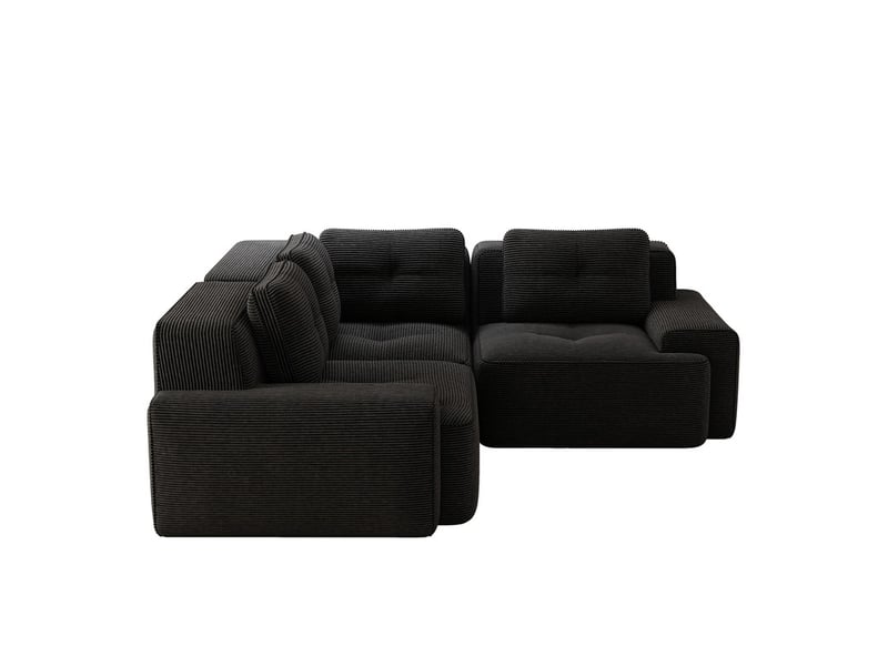  Canapé modulable d’angle en velours côtelé noir, sans montage  - Conforama A