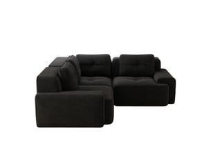 Canapé modulable d’angle en velours côtelé noir, sans montage