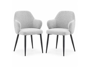 Lot de 2 chaises de salle à manger,avec pieds métal noirs,tissu,gris clair
