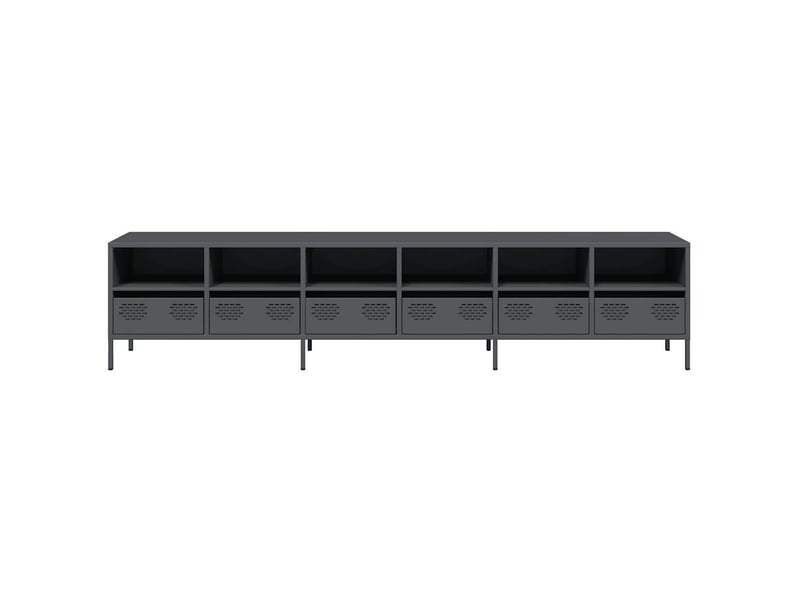  Meuble tv - banc tv - meuble de rangement anthracite 202x39x43,5 cm acier laminé à froid  - Conforama E