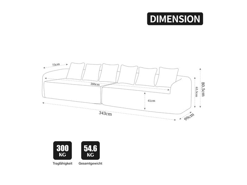 Canapé modulable 6 places en chenille light khaki - Conforama E