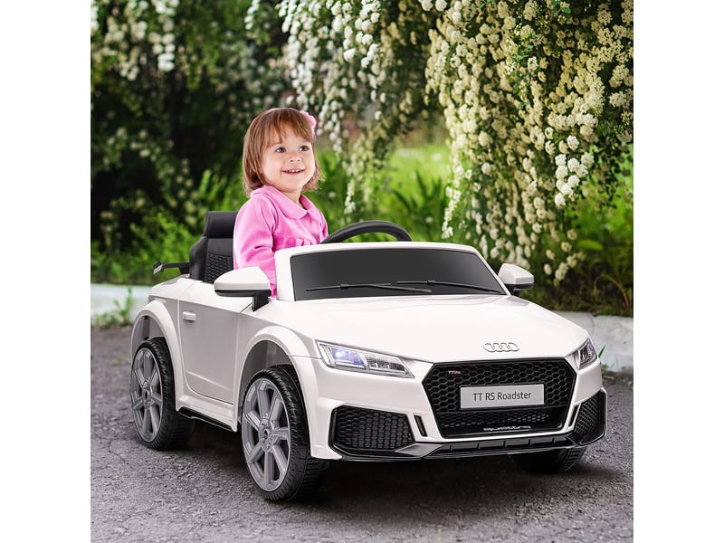  Voiture électrique enfant véhicule électrique enfant audi tt rs 12 v 30 w v. Max. 3 kmh télécommande 2,4g effets sonores + lumineux blanc  - Conforama C