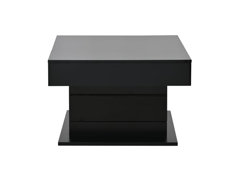  Table basse carrée 70x70x45 cm noire en panneau de particules avec plateau rotatif 360° réglable en hauteur jusqu'à 59 cm 1 tiroir et rangement dissimulé evarich - Conforama A