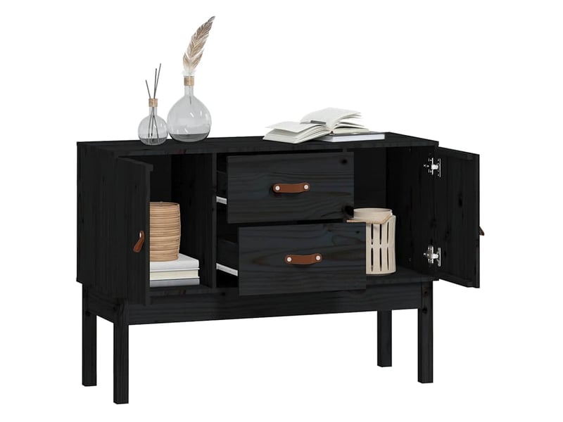  Buffet - bahut - meuble de rangement noir 110x40x78 cm bois massif de pin  - Conforama D