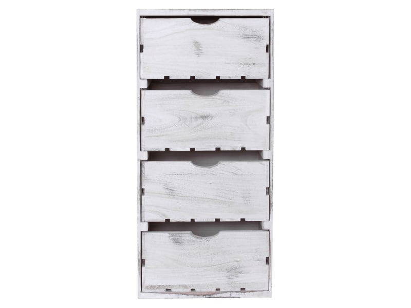  Commode hwc-c62, 4 tiroirs, 70x32x26cm - blanc shabby  - Conforama E