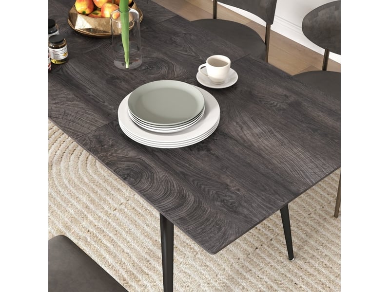 Table à manger extensible 120160x75 cm – gris – pour 6 à 8 personnes avec structure en acier - Conforama D