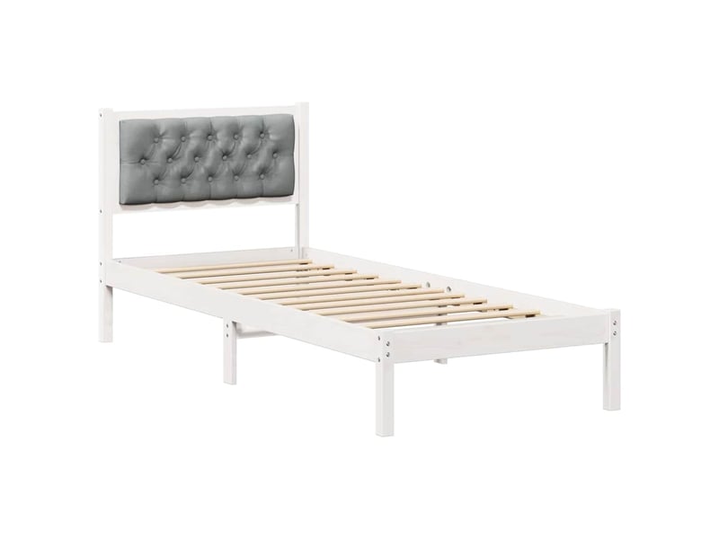  Lit simple- lit adulte -  cadre de lit avec tête de lit gris clair 80 x 200 cm pin massif  - Conforama A