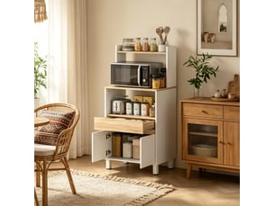 Buffet de cuisine blanc 60x40x131 cm avec rangement