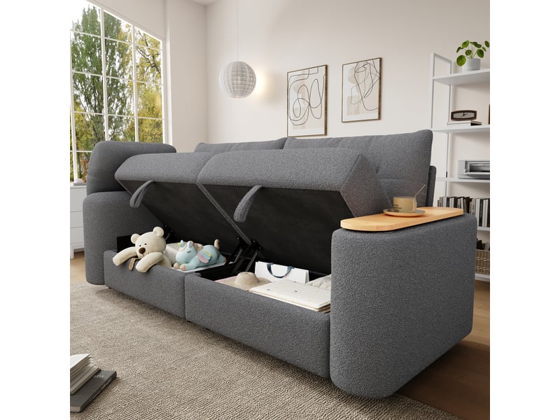  Canapé convertible, canapé-lit, 3 places, gris, adapté à l'espace de vie, mobilier pour espace de vie, pour salon et séjour  - Conforama D