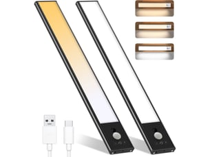 Réglette et spot de cuisine meuble 2pcs capteur mouvement pir intérieur led veilleuse sous armoire usb sans fil batterie rechargeab