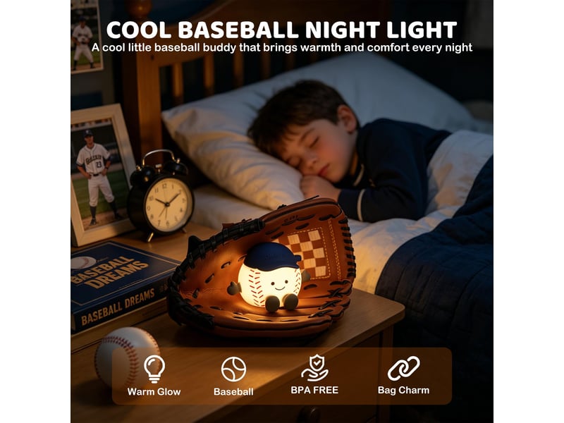 Veilleuse led ballon de baseball rgb pour enfants, lampe tactile rechargeable usb en silicone, intensité réglable pour chambre - Conforama D