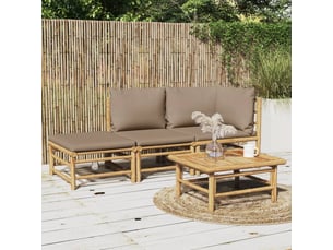Salon de jardin 3 pcs avec coussins taupe bambou