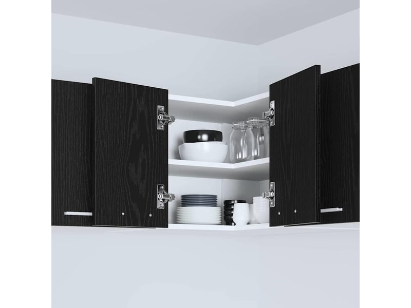  Meuble de rangement cuisine, armoire suspendue chêne noir et blanc 57x57x40cm  - Conforama D