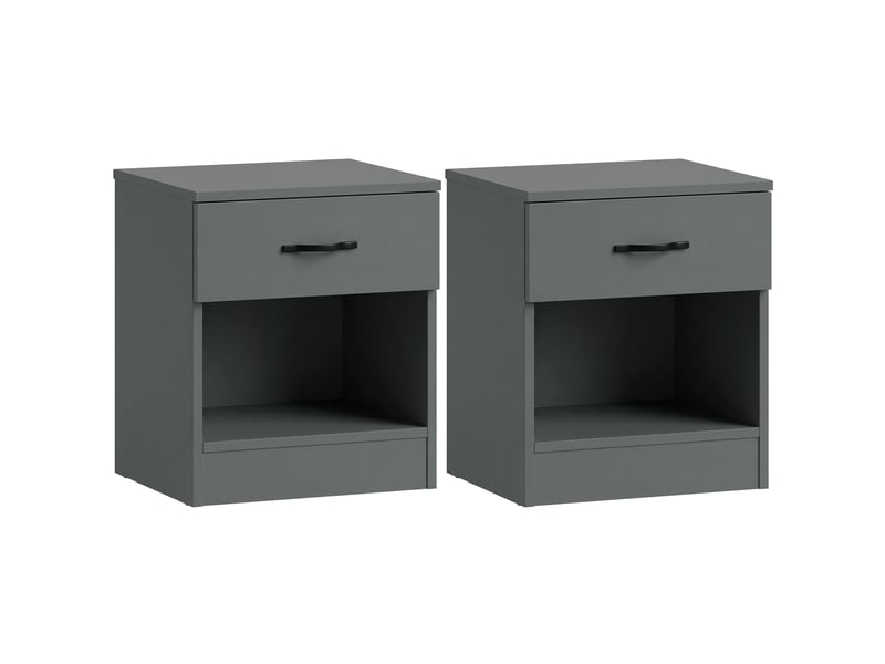  Table de chevet riano, commode de nuit, chambre, 47x40x36cm, set de 2, 1 tiroir, vert 3332396 - Conforama A