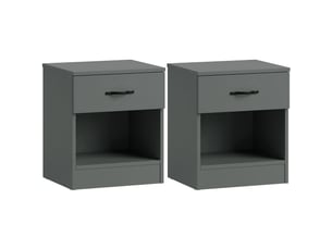 Table de chevet riano, commode de nuit, chambre, 47x40x36cm, set de 2, 1 tiroir, vert