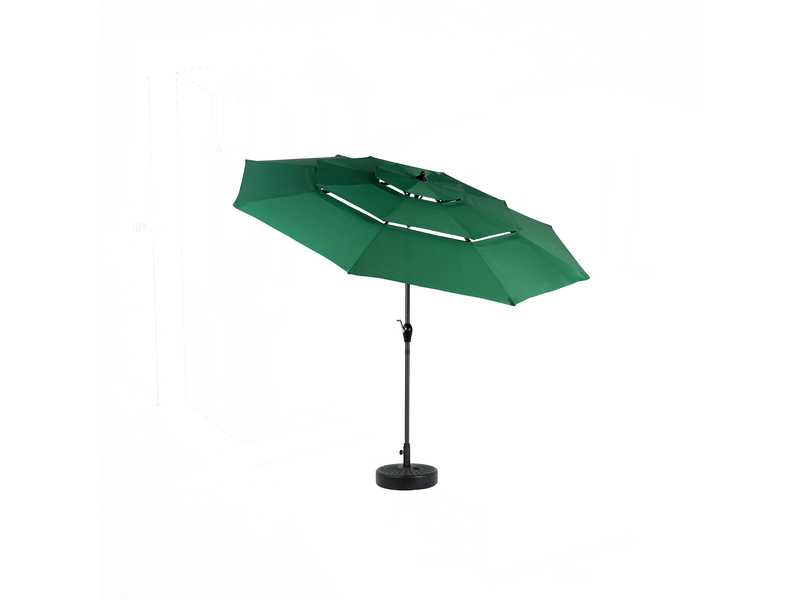 Parasol 3 niveaux 3 m avec inclinaison automatique, polyester, vert foncé, sans pied - Conforama E