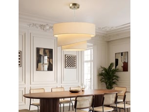 Suspension luminaire à 3 abat-jour effet lin, ampoule non incluse e14 40 w, câble réglable, rosace dorée, beige