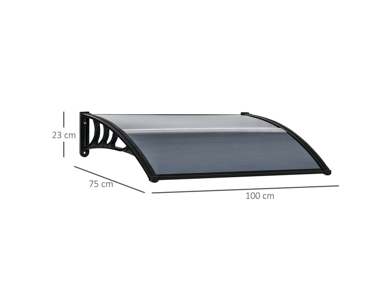  Auvent de porte mural 100 x 75 cm - noir - protection uv et pluie avec kit de montage pour mur en béton  - Conforama C